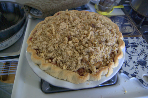 Raspberry Strawberry Walnut Pie