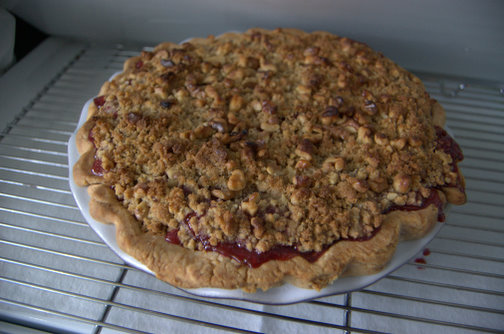 Raspberry Strawberry Walnut Pie